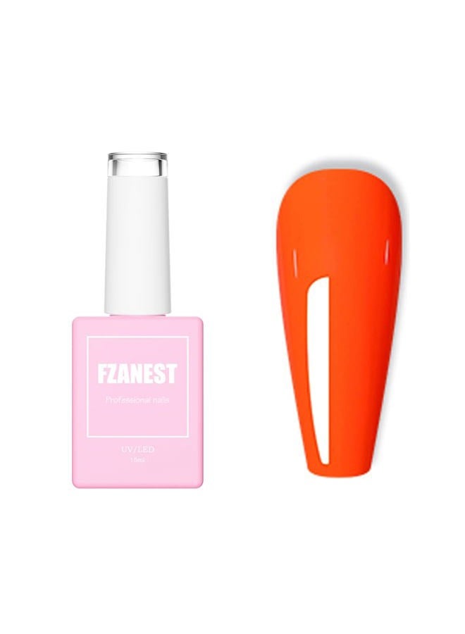 FZANEST Neon Orange Gel Nail Polish,15ml Bright Color Gel Polish Nail Art Lacquer Soak Off LED UV Manicure DIY At Home #D74 - Image 1