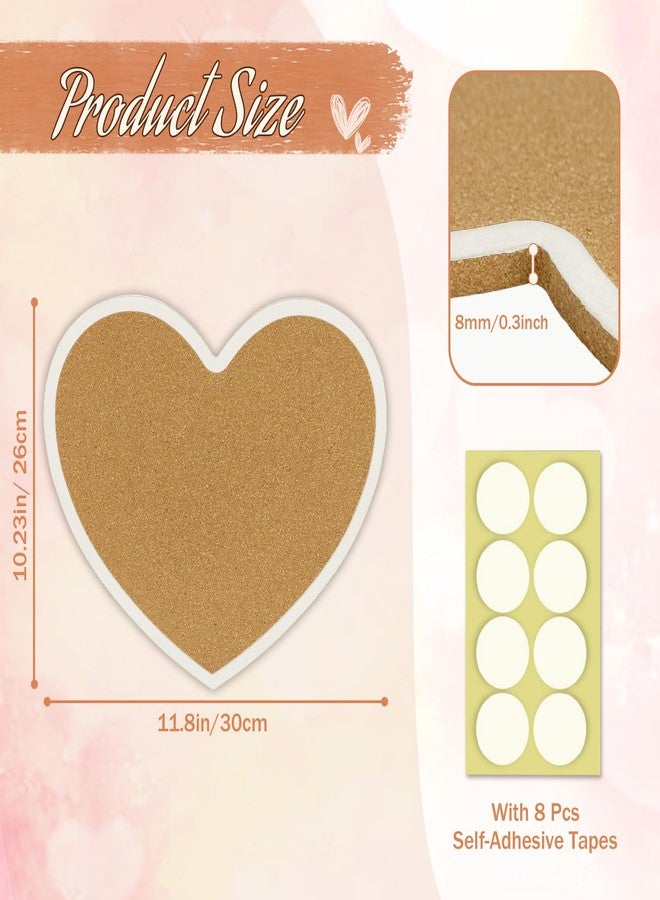 YCCYYCCY Heart-Shaped Cork Board, 0.3 inch / 8mm Thick Pin Board for Walls, Approx. 10 x 12 inch / 26 x 30 cm Bulletin Board for Office, Home, School, Valentine's Decor(WT-1pc) - Image 3