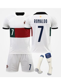 M MIAOYAN 2022 World Cup Portugal Team Cristiano Ronaldo No. 7 Away Football Jersey Men's and Children's Jersey Set  - Image 1