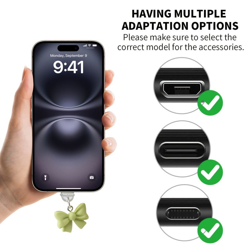 6 عبوات ملونة من سدادات الغبار على شكل ربطة عنق لطيفة، متوافقة مع هواتف Apple وAndroid وLightning. - Image 3