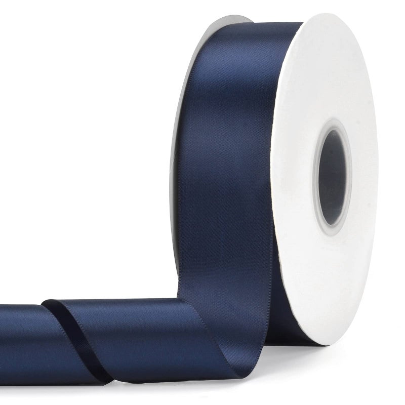 Ewaymado Solid Color Navy Blue Double Faced Satin Ribbon 112 X 50 Yards Fabric Ribbons Perfect for Wedding and Party DecorationGift Wrapping Sewing Crafts