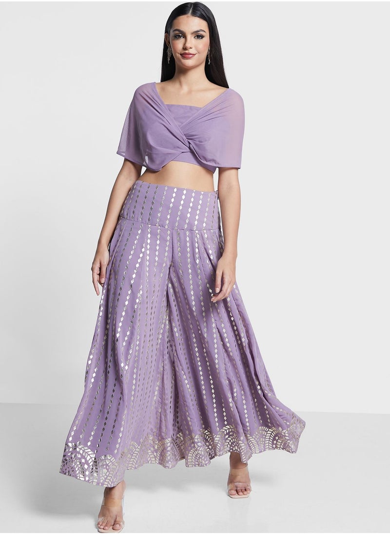indya - Foil Print Palazzo Pants - Image 1