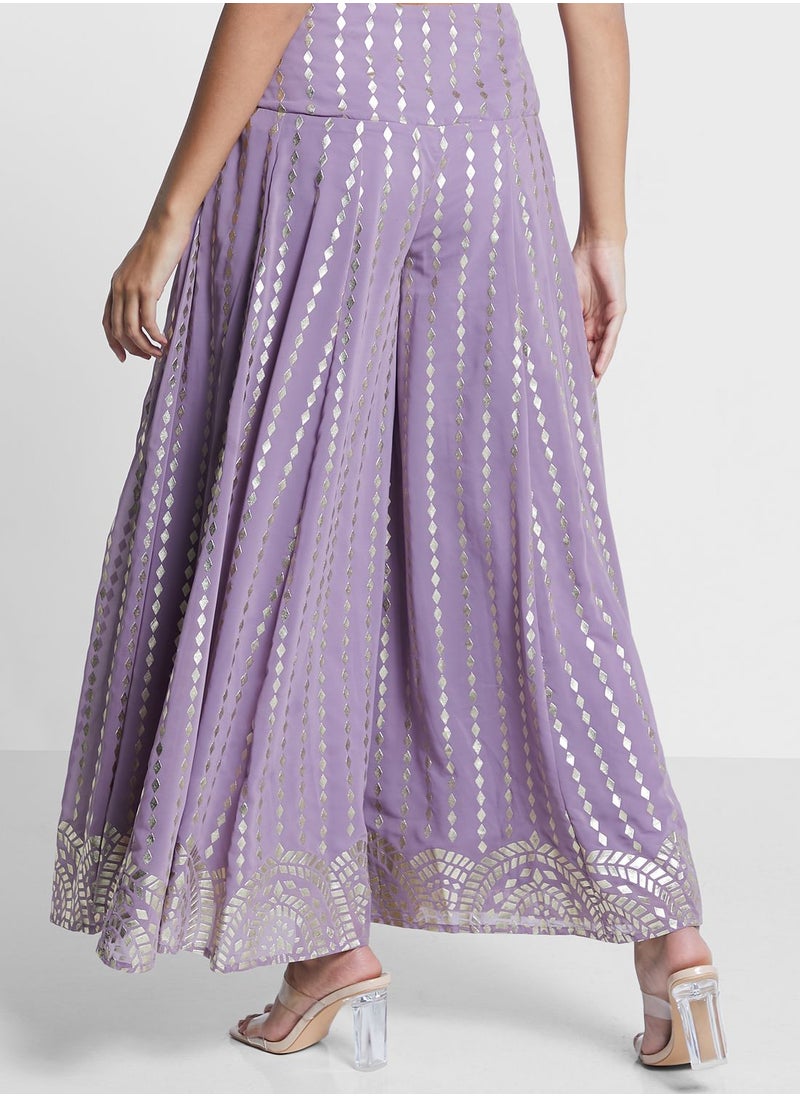 indya - Foil Print Palazzo Pants - Image 1
