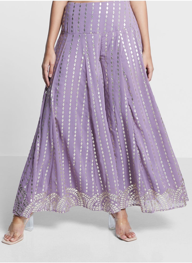 indya - Foil Print Palazzo Pants - Image 1