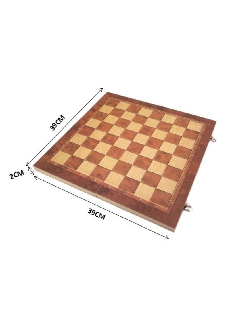 Fitto High quality 3In1 Wooden Classic Chess Set, Checkers and Backgammon - Handcrafted Design For All Ages, 39Cm - Image 2