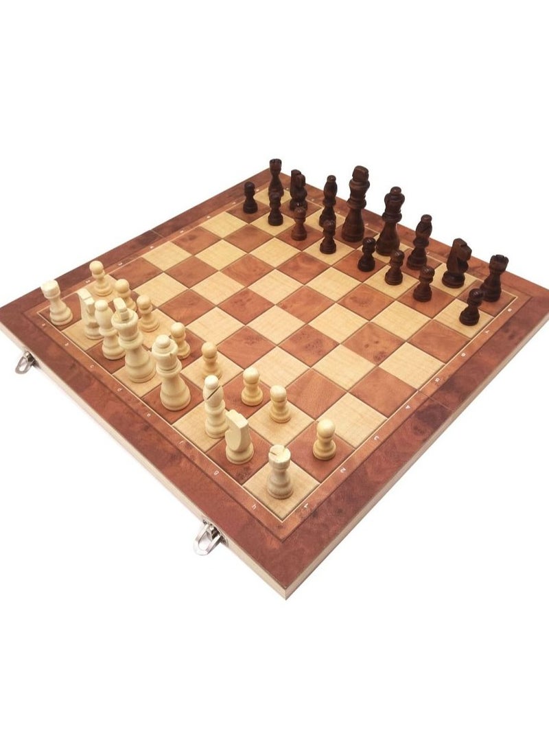 Fitto High quality 3In1 Wooden Classic Chess Set, Checkers and Backgammon - Handcrafted Design For All Ages, 39Cm - Image 1