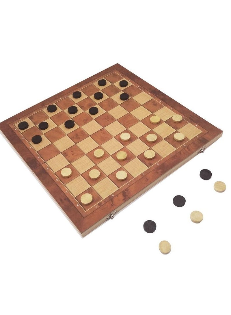 Fitto High quality 3In1 Wooden Classic Chess Set, Checkers and Backgammon - Handcrafted Design For All Ages, 39Cm - Image 4