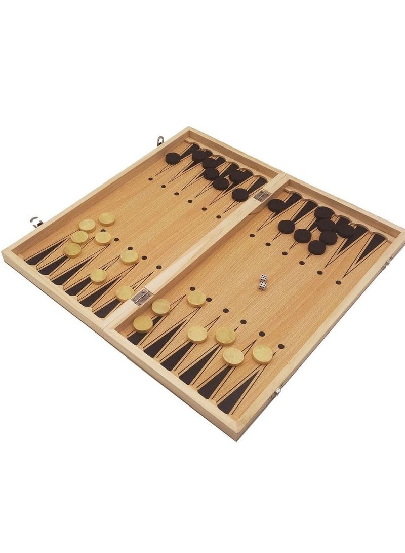Fitto High quality 3In1 Wooden Classic Chess Set, Checkers and Backgammon - Handcrafted Design For All Ages, 39Cm - Image 5