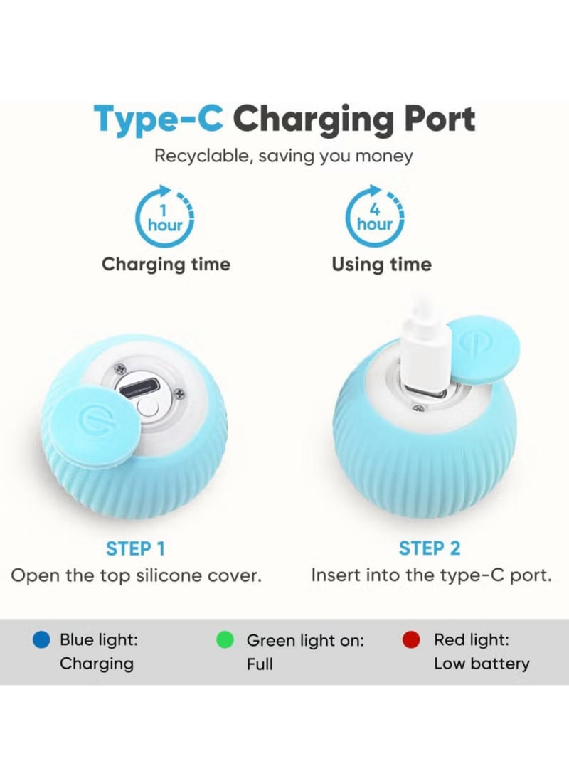 Interactive Cat Toys Ball, Automatic 360° Self-Rotating Rolling Ball with USB Rechargeable pet Exercise Chase Toy Ball for Kitten Playing - Image 3