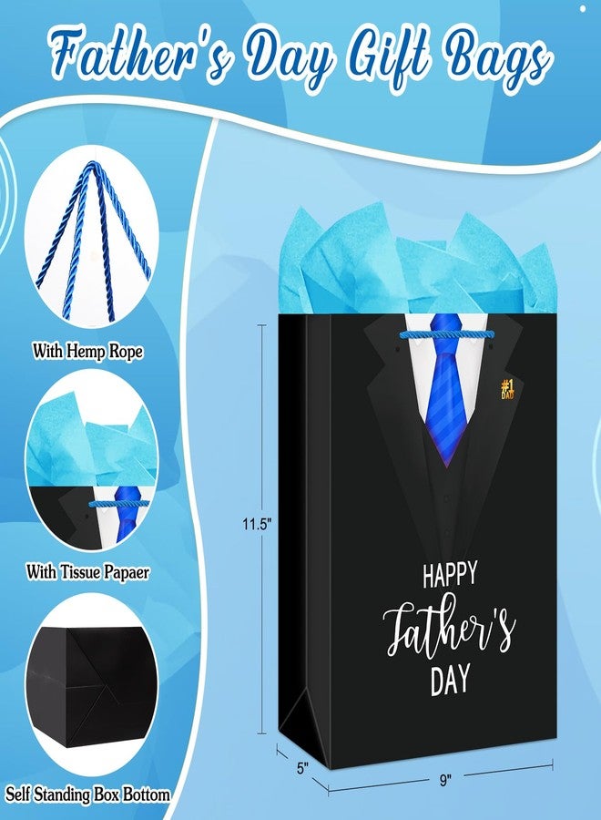 FLYAB Fathers Day Gift Bag - 13" Happy Father's Day Paper Gift Bag with Tissue Paper with Handle Large Gift Bag for Dad Husband Grandpa - Image 2