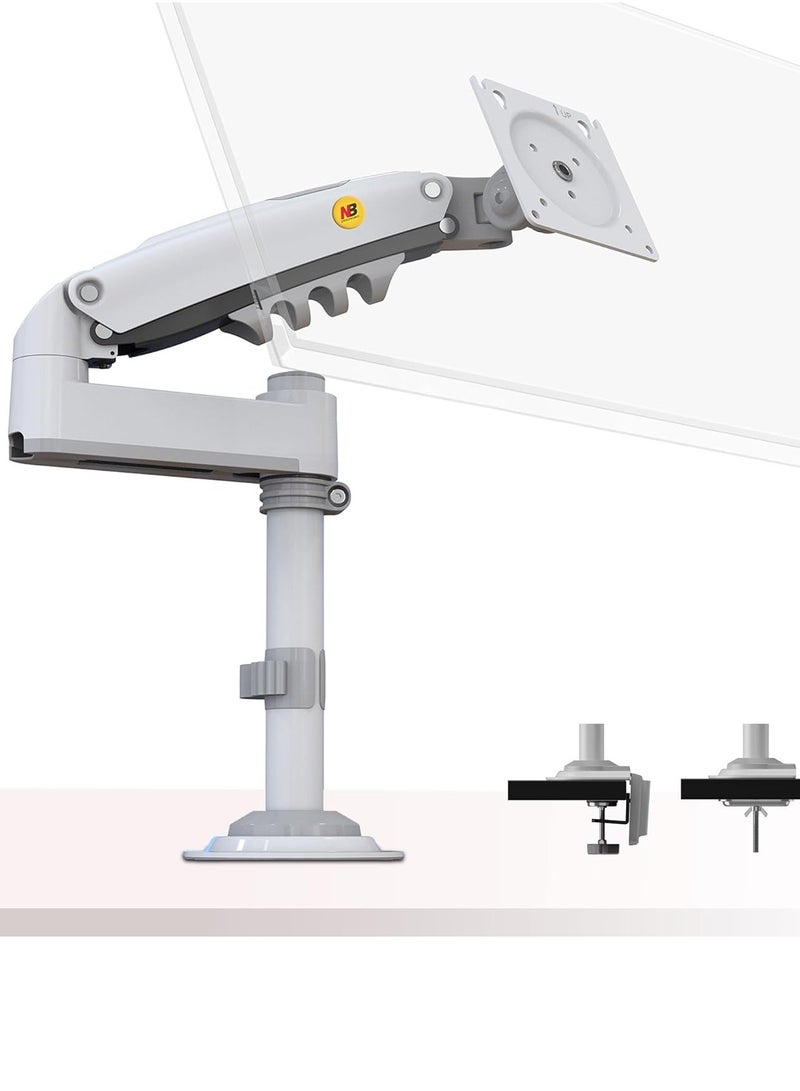 NB ERGONOMIC Universal Monitor Stand with Long Arm, Designed for 17-30 Inch Monitors 2K to 9K, Full Motion and Adjustable Swivel Height, Perfect for Monitors, H100 White  - Image 1