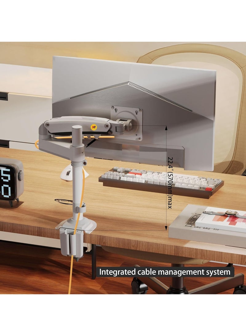 NB ERGONOMIC Universal Monitor Stand with Long Arm, Designed for 17-30 Inch Monitors 2K to 9K, Full Motion and Adjustable Swivel Height, Perfect for Monitors, H100 White  - Image 3