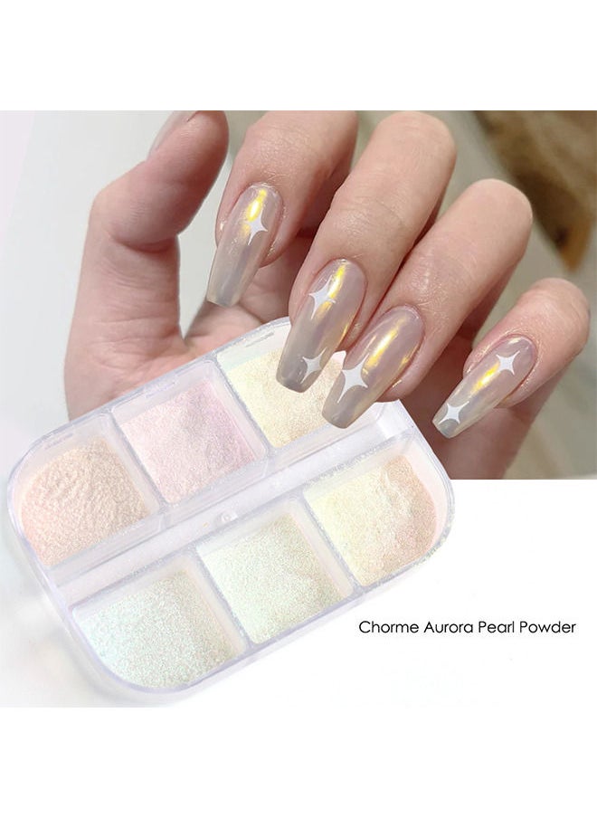 Chrome Nail Powder Metallic Mirror Effect Pigment Chrome Iridescent Pearl Mica Powder Mirror Laser Aurora Nail Powder Aurora Powder for Nail Art