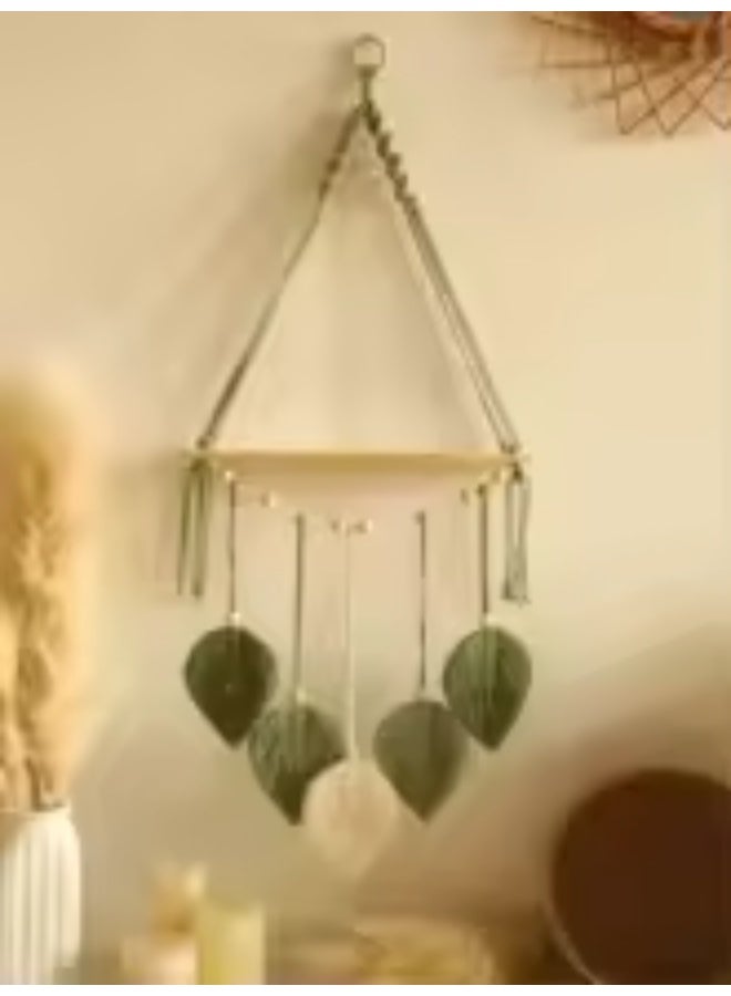 انتيكيانو رف معلق على الحائط بخيوط مكرمية.. ديكور حائط بوهيمي لغرفة النوم - فن جداري من حبل مكرمية منسوج كديكور لرف - Image 2