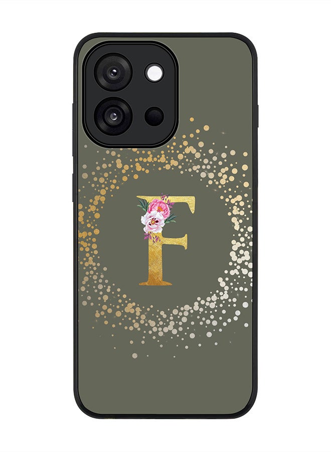 Stylizedd For OnePlus 13s / 13T Case,Slim fit Camera Protection, Shockproof Thin Phone cover  - Custom Monogram Floral - F  (Olive Green )