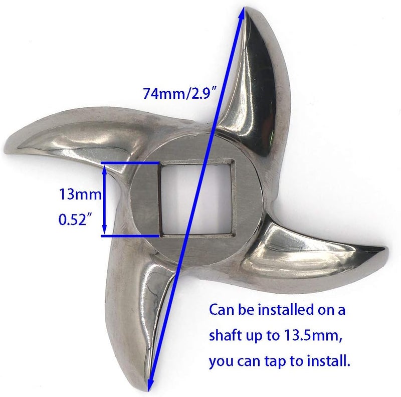 VTurboWay عبوة 2 #22 شفرات مطحنة اللحم من الفولاذ المقاوم للصدأ بديل لقطع المطاحن - Image 4