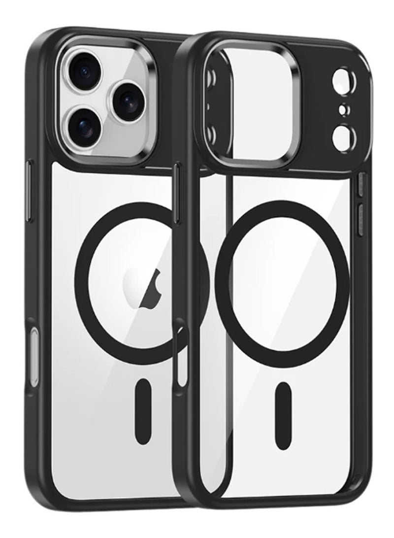 Techie Apple iPhone 17 Pro Max Case MagSafe – Clear Shockproof Transparent Cover, Anti-Yellow Acrylic Hard Back with TPU + PC, Wireless Charging Compatible – Black Edge - Image 1