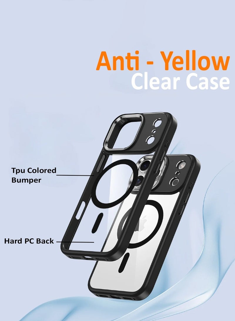 Techie Apple iPhone 17 Pro Max Case MagSafe – Clear Shockproof Transparent Cover, Anti-Yellow Acrylic Hard Back with TPU + PC, Wireless Charging Compatible – Black Edge - Image 3