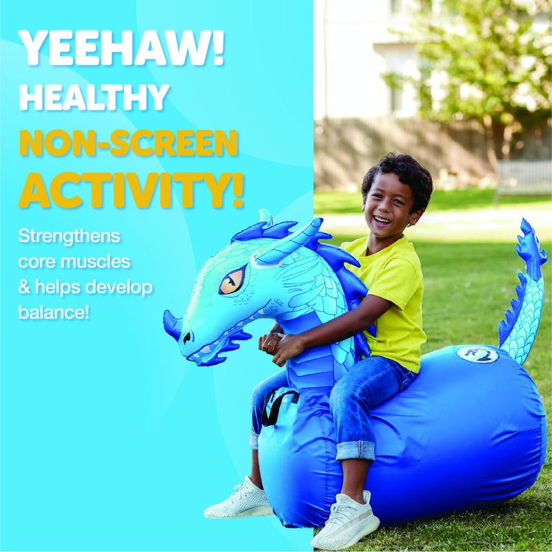 Waddle Hip Hoppers Large Bouncy Hopper Inflatable Hopping Animal Bouncer, Supports Up to 250 Pounds, Ages 5 and Up (Blue Dragon) - Image 3