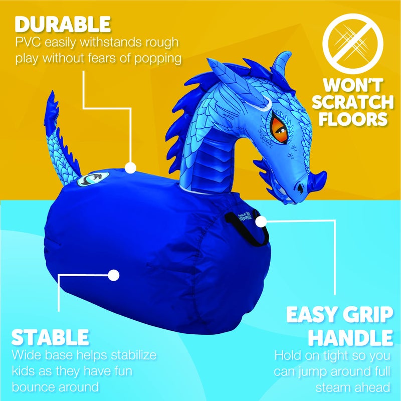 Waddle Hip Hoppers Large Bouncy Hopper Inflatable Hopping Animal Bouncer, Supports Up to 250 Pounds, Ages 5 and Up (Blue Dragon) - Image 5