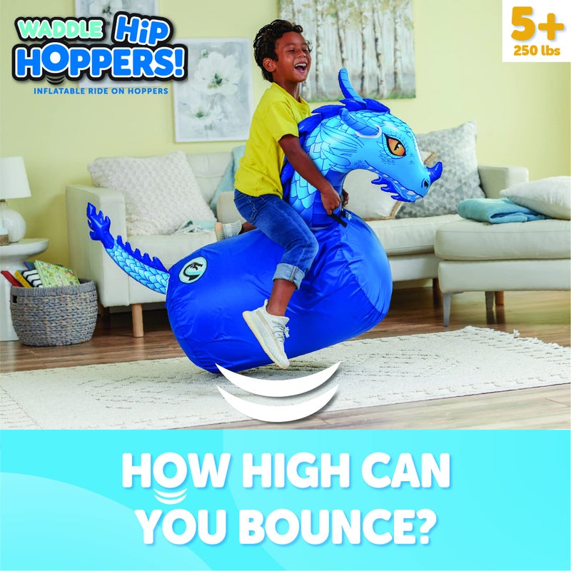 Waddle Hip Hoppers Large Bouncy Hopper Inflatable Hopping Animal Bouncer, Supports Up to 250 Pounds, Ages 5 and Up (Blue Dragon) - Image 2