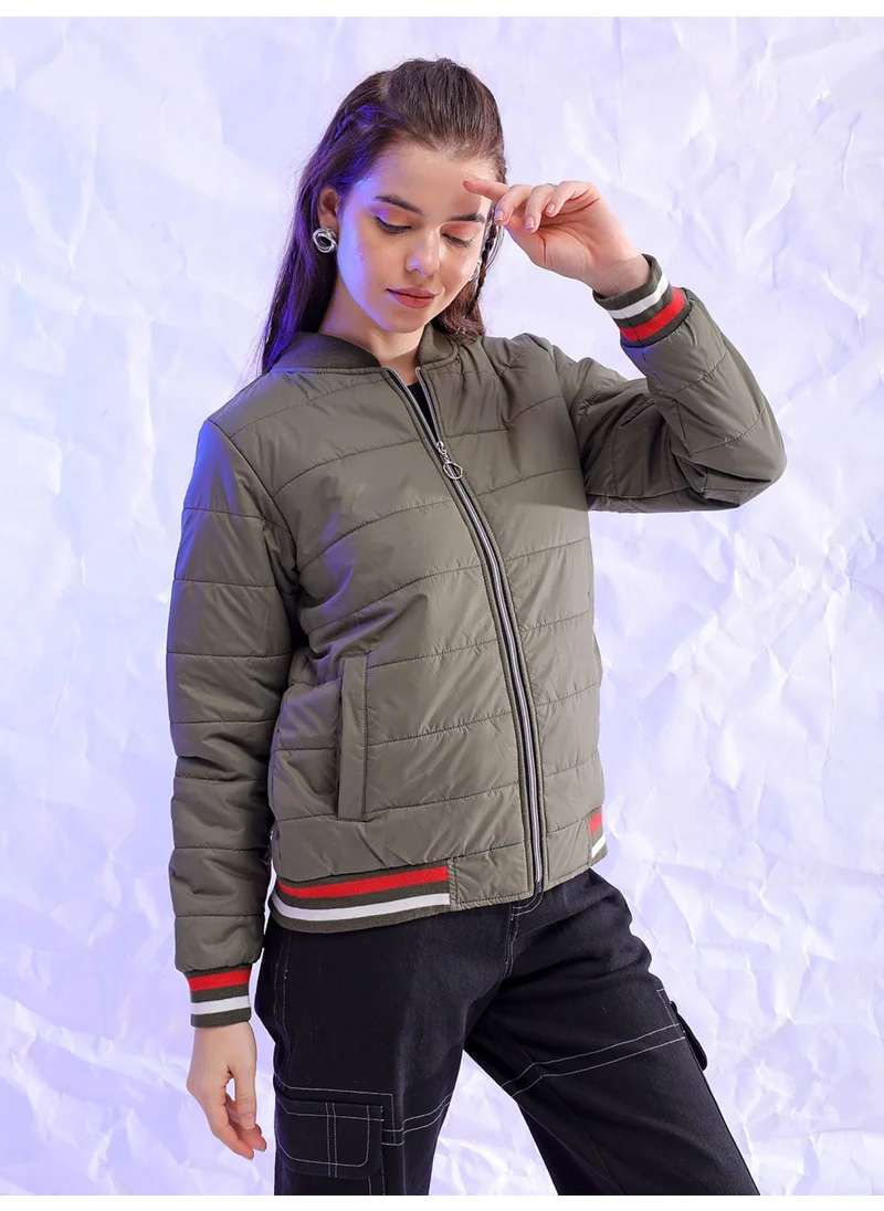 Freehand Women Casual Regular Fit Long Sleeve Puffer Jacket With Rib