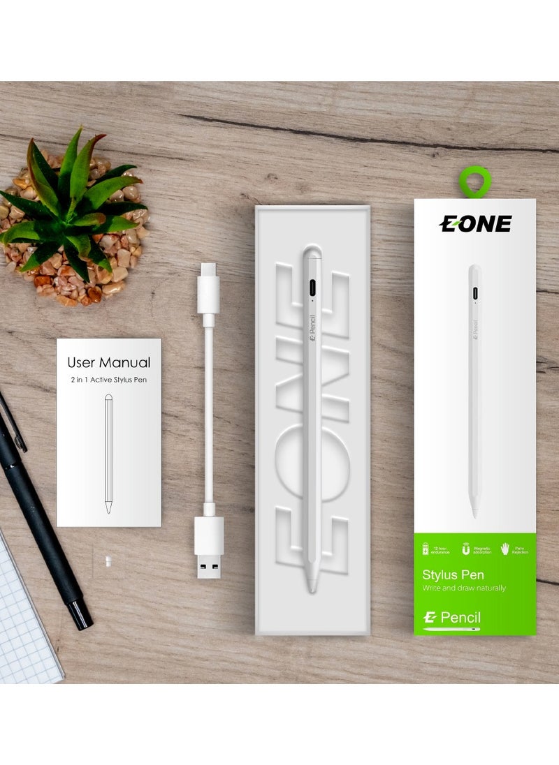 Eone - E-Pencil, Smart Digital Pen for Writing and Drawing that Supports all Smart Devices that Support a Touch Screen - White - Image 1