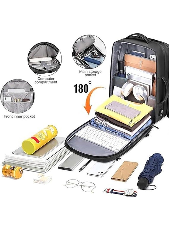 Yoawllty Travel Backpack for Men with USB Port,  17 Inch Large Capacity Laptop Backpack, Waterproof Expandable Luggage Backpack & Cabin Bag(Black) - Image 4