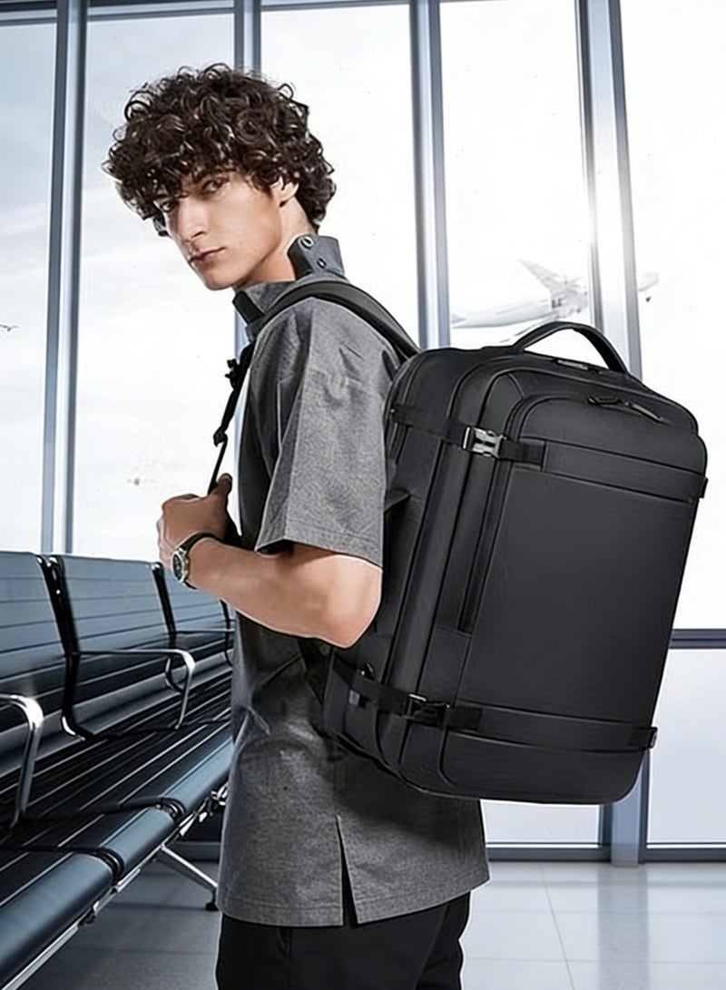Yoawllty Travel Backpack for Men with USB Port,  17 Inch Large Capacity Laptop Backpack, Waterproof Expandable Luggage Backpack & Cabin Bag(Black) - Image 2