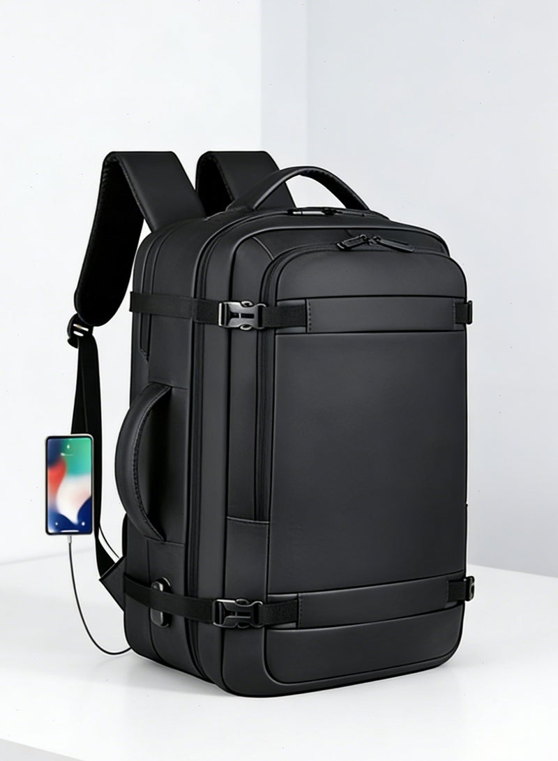 Yoawllty Travel Backpack for Men with USB Port,  17 Inch Large Capacity Laptop Backpack, Waterproof Expandable Luggage Backpack & Cabin Bag(Black) - Image 1