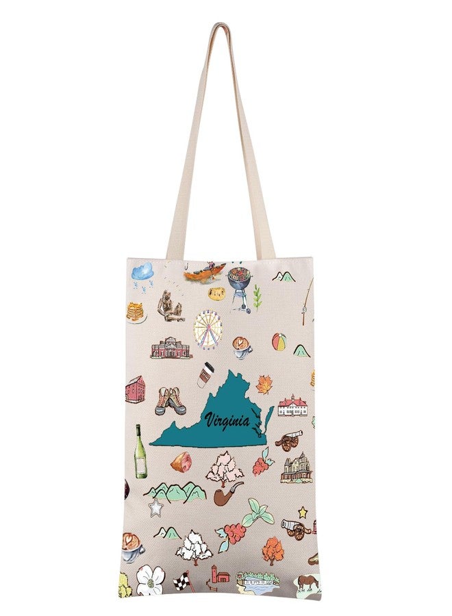 FEELMEM Virginia Travel Gift Virginia Vacation Canvas Tote Bag Virginia Trip Souvenir Shoulder Bag Virginia Merchandise - Image 1