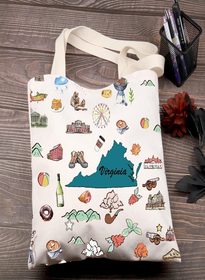 FEELMEM Virginia Travel Gift Virginia Vacation Canvas Tote Bag Virginia Trip Souvenir Shoulder Bag Virginia Merchandise - Image 3