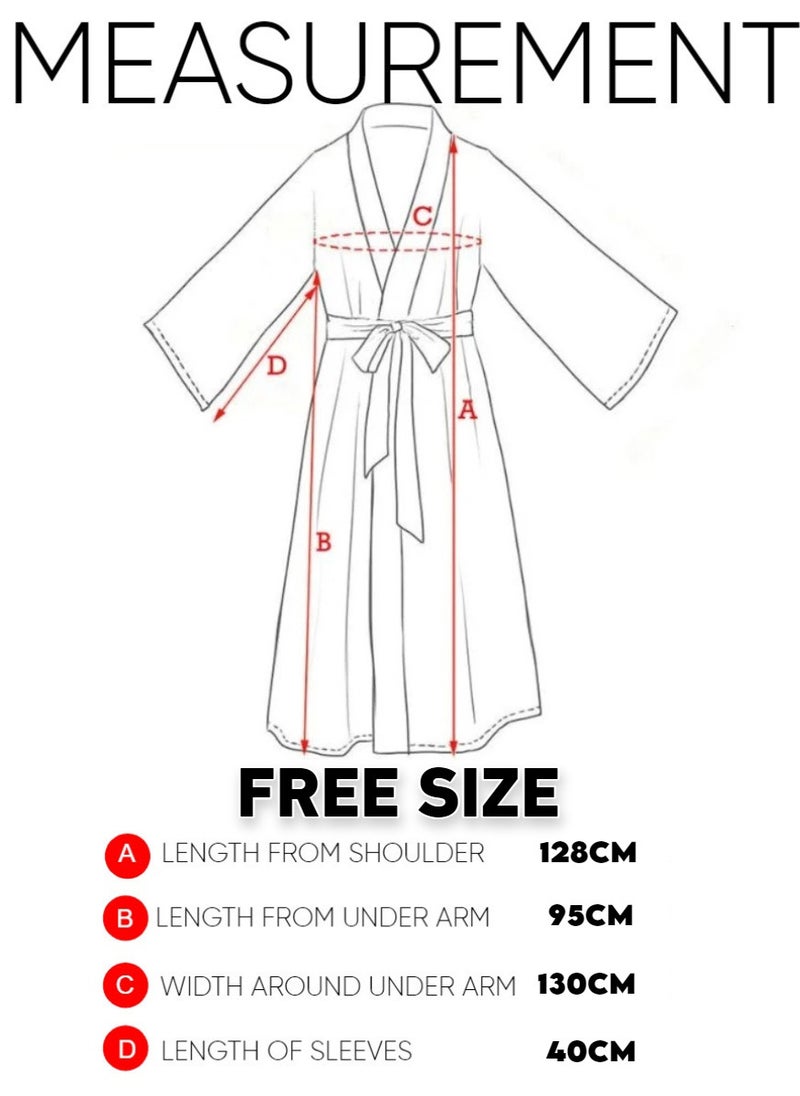 Blueberry Terry Pattern Unisex Dressing Bathrobe Free Size Hotel And Spa  - Image 2