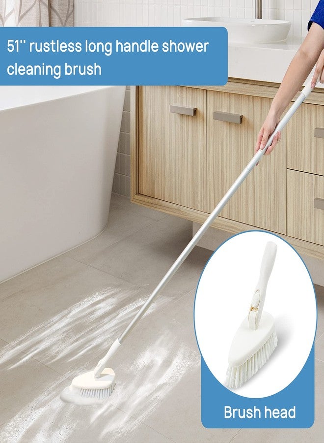 Qaestfy Shower Scrubber Cleaning Brush Combo Bath Tub Tile Cleaner Scrubber Brush with 51'' Adjustable Long Handle Scrub Brush for Bathroom Shower Bathtub Wall Mop Cleaning Scrubbing - Image 3