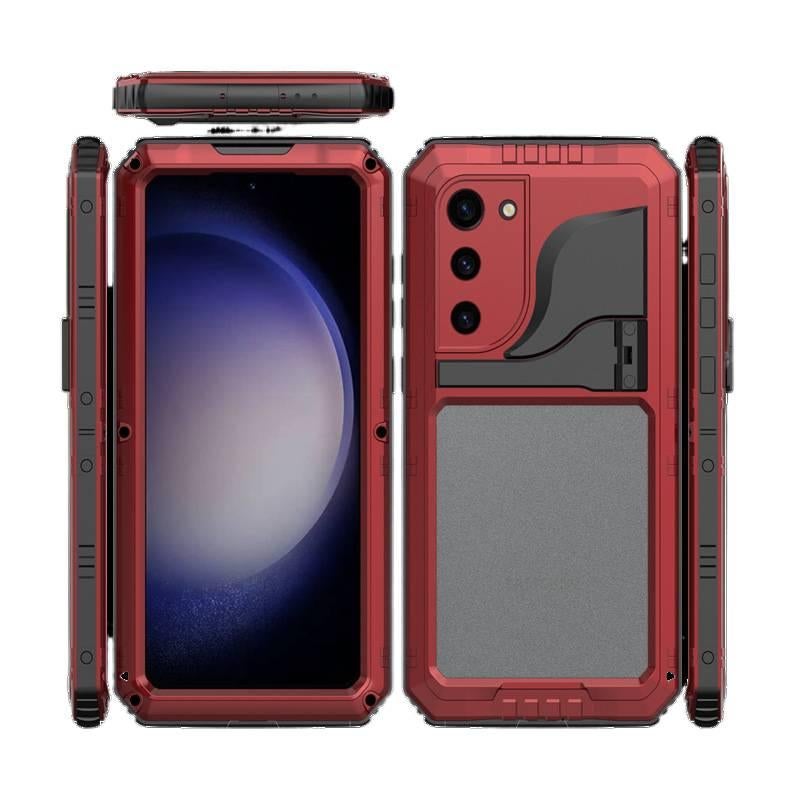 غطاء واقي | حماية من السقوط | أحمر Metal | مقاوم للصدمات لـ Samsung Galaxy S23 | حامل قابل للطي - Image 1