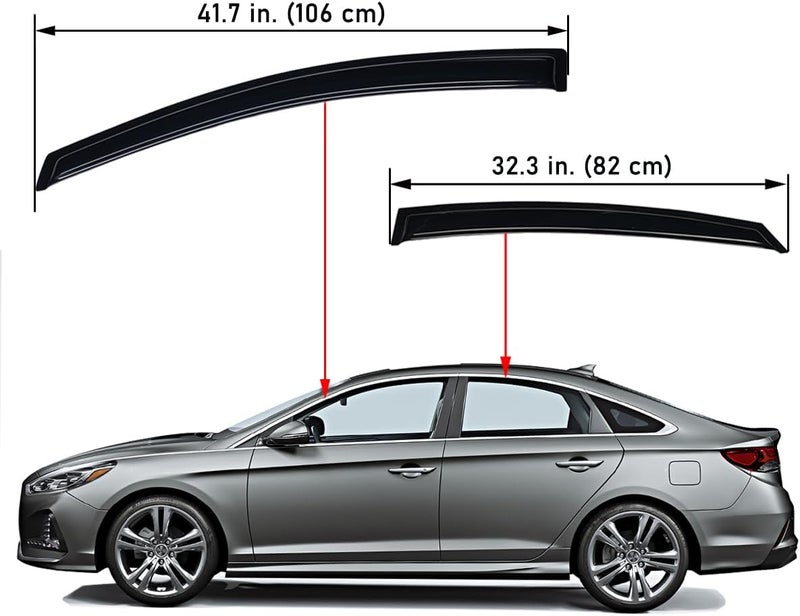 Lightronic WV94361 Tape-on Side Window Visor Deflector Rain Guard Set for 2015-2019 Hyundai Sonata - Image 2