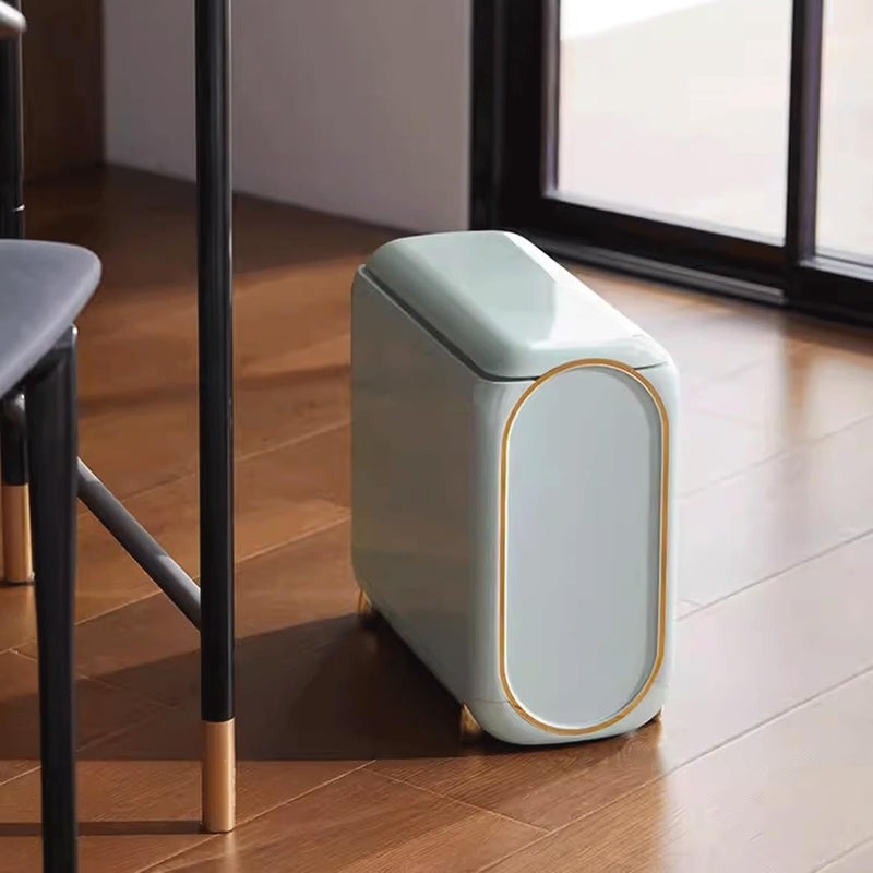 Crobat Europeanstyle Home Wheel Light Luxury Bedroom Living Room Narrow Slit Trash Bin Bathroom Kitchen Aesthetic Look - Image 3