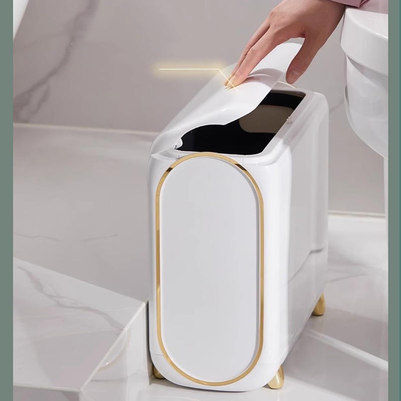 Crobat Europeanstyle Home Wheel Light Luxury Bedroom Living Room Narrow Slit Trash Bin Bathroom Kitchen Aesthetic Look - Image 5