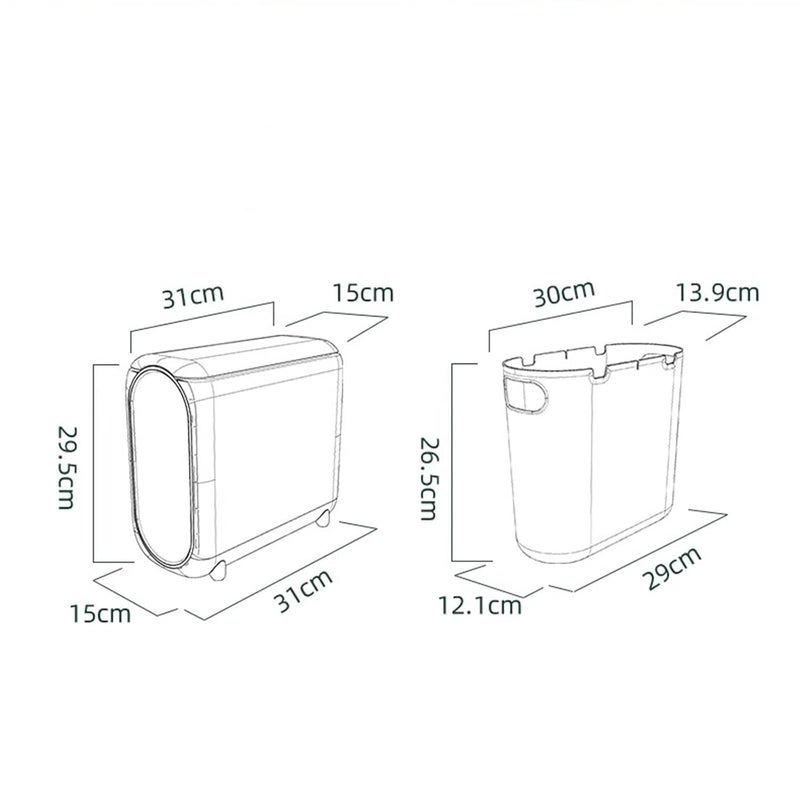 Crobat Europeanstyle Home Wheel Light Luxury Bedroom Living Room Narrow Slit Trash Bin Bathroom Kitchen Aesthetic Look - Image 4