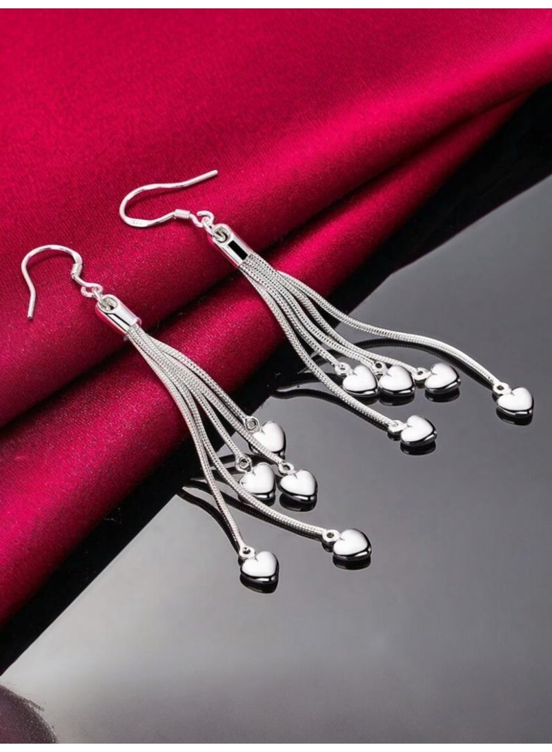 دانجل تشارمز حلق اذن نسائي بتصميم راقي وأنيق مطلي الفضة 925 - Image 1