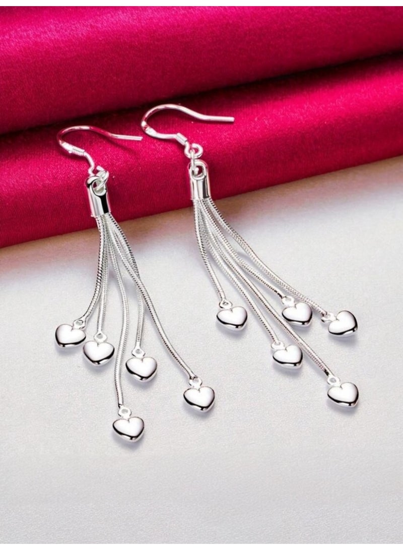 دانجل تشارمز حلق اذن نسائي بتصميم راقي وأنيق مطلي الفضة 925 - Image 5