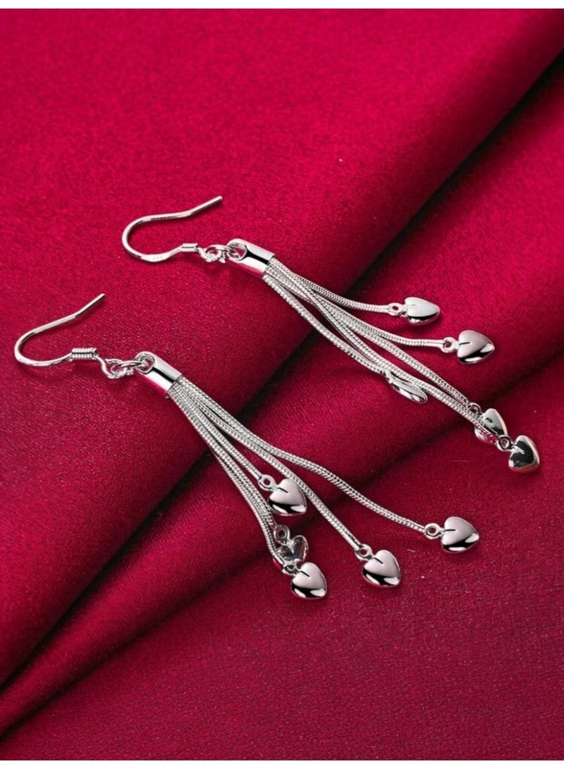 دانجل تشارمز حلق اذن نسائي بتصميم راقي وأنيق مطلي الفضة 925 - Image 3