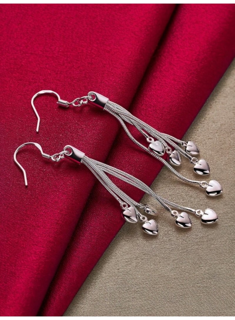 دانجل تشارمز حلق اذن نسائي بتصميم راقي وأنيق مطلي الفضة 925 - Image 2