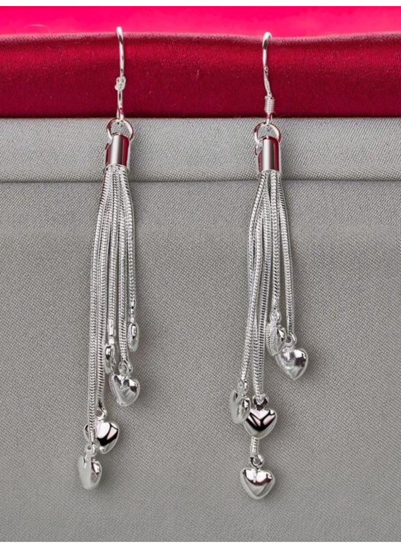 دانجل تشارمز حلق اذن نسائي بتصميم راقي وأنيق مطلي الفضة 925 - Image 4