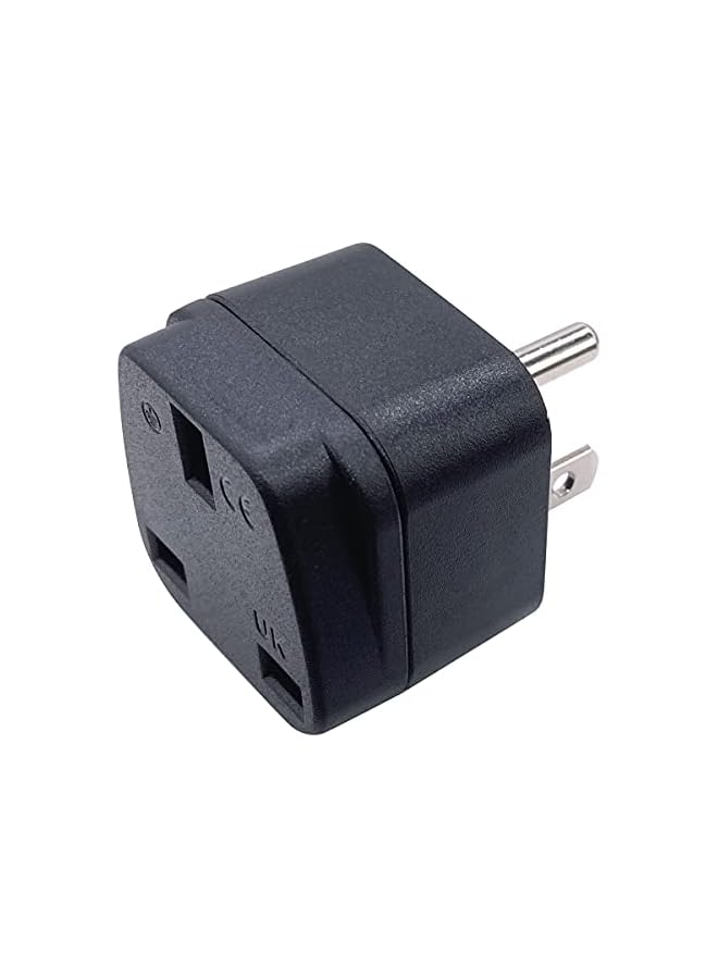 promass UAE/KSA/UK to US/Canada/Japan Plug Adaptor, 3-pin UAE/KSA/UK Plug Convert to 3-pin United State/Canada Socket with Safety Shutter (3 Pieces, Black) - Image 3