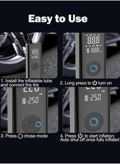 Joshberg Portable Air Compressor Tire Inflator Pump,150 PSI Electric Air Pump with LCD Dual Screen for Car,Motor,Bike,Ball,6000mAh,Black  - Image 5