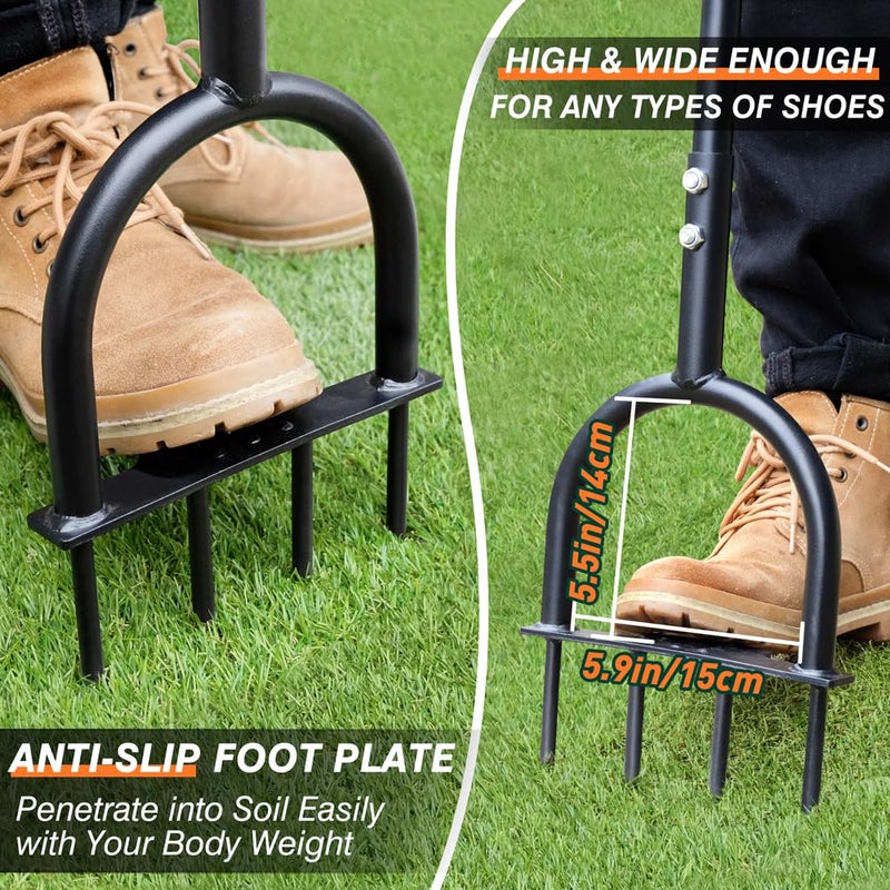 Colwelt Lawn Aerator Tool 38inch, Heavy Duty Grass Spike Aerator for Compacted Soil Aeration, Manual Lawn Air Aerators Tool with,Wide Foot Plate, Rugged Steel Spikes 3.5â€™â€™ in Length, 2/5â€™â€™ in Dia. - Image 4