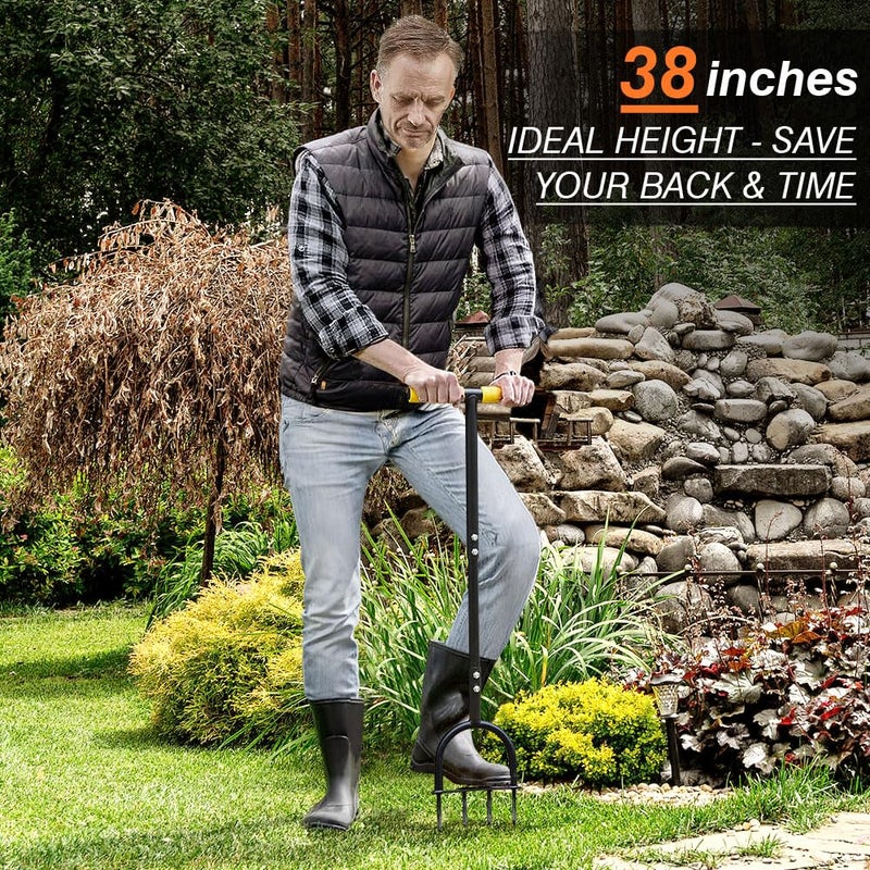 Colwelt Lawn Aerator Tool 38inch, Heavy Duty Grass Spike Aerator for Compacted Soil Aeration, Manual Lawn Air Aerators Tool with,Wide Foot Plate, Rugged Steel Spikes 3.5â€™â€™ in Length, 2/5â€™â€™ in Dia. - Image 5