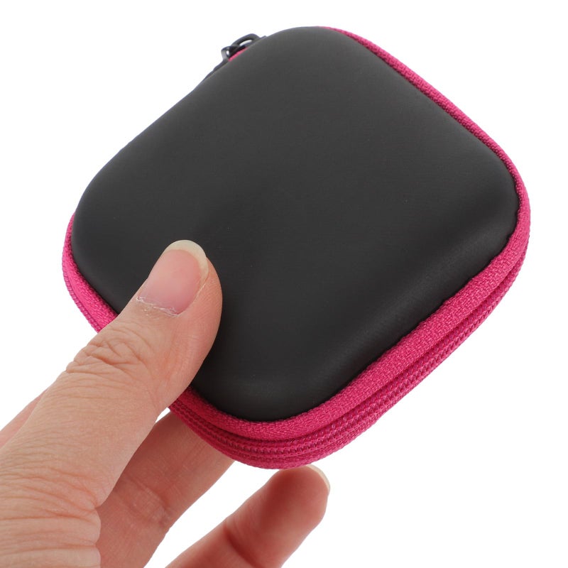 Portable EVA Earbuds Case Holder with Cable Organizer Travel Pouch Pink - Image 5