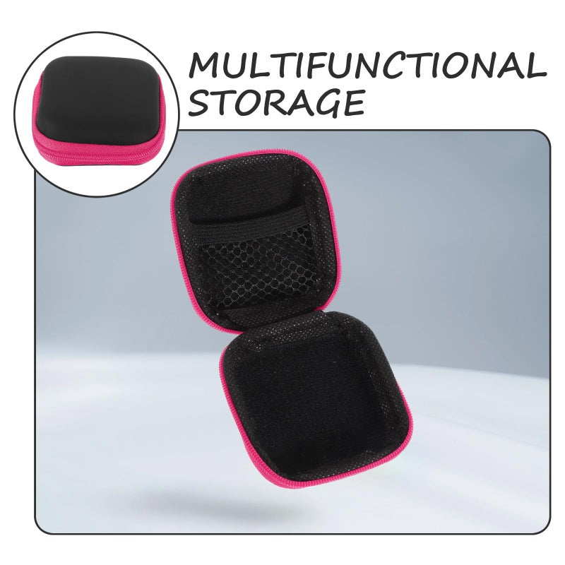 Portable EVA Earbuds Case Holder with Cable Organizer Travel Pouch Pink - Image 4